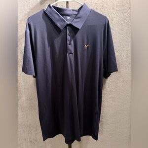 Men's Navy Polo Shirt with Small Yellow Emblem